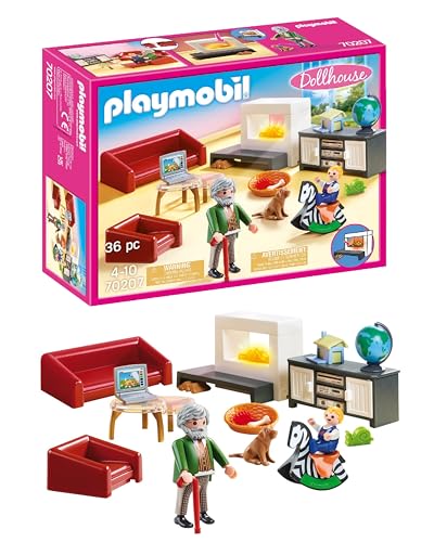 PLAYMOBIL Dollhouse 70207 Gemütliches Wohnzimmer, Mit Lichteffekt, Ab 4 Jahren von PLAYMOBIL