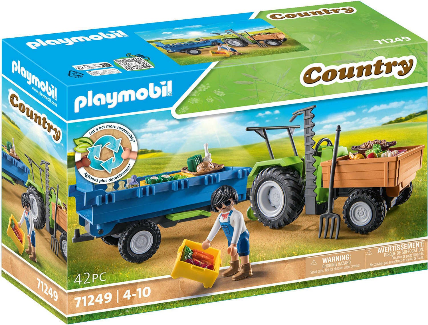 Playmobil 71249 Spielset Country Traktor mit Hänger von Playmobil