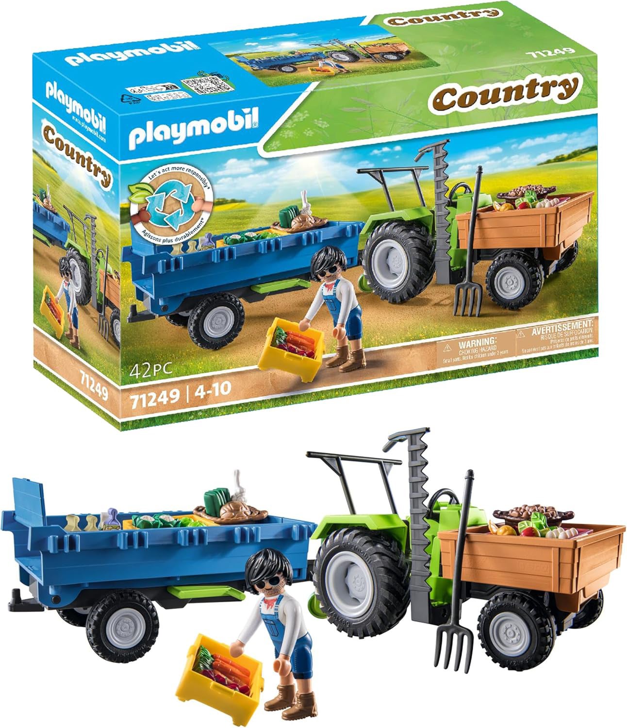 Playmobil 71249 Spielset Country Traktor mit Hänger von Playmobil