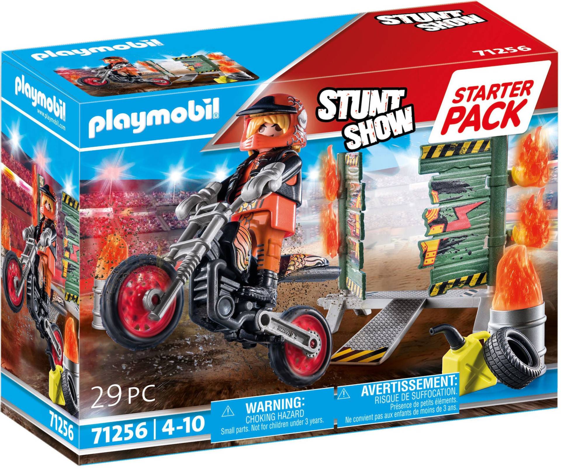 Playmobil 71256 Spielset Starter Pack Stuntshow Motorrad mit Feuerwand von Playmobil