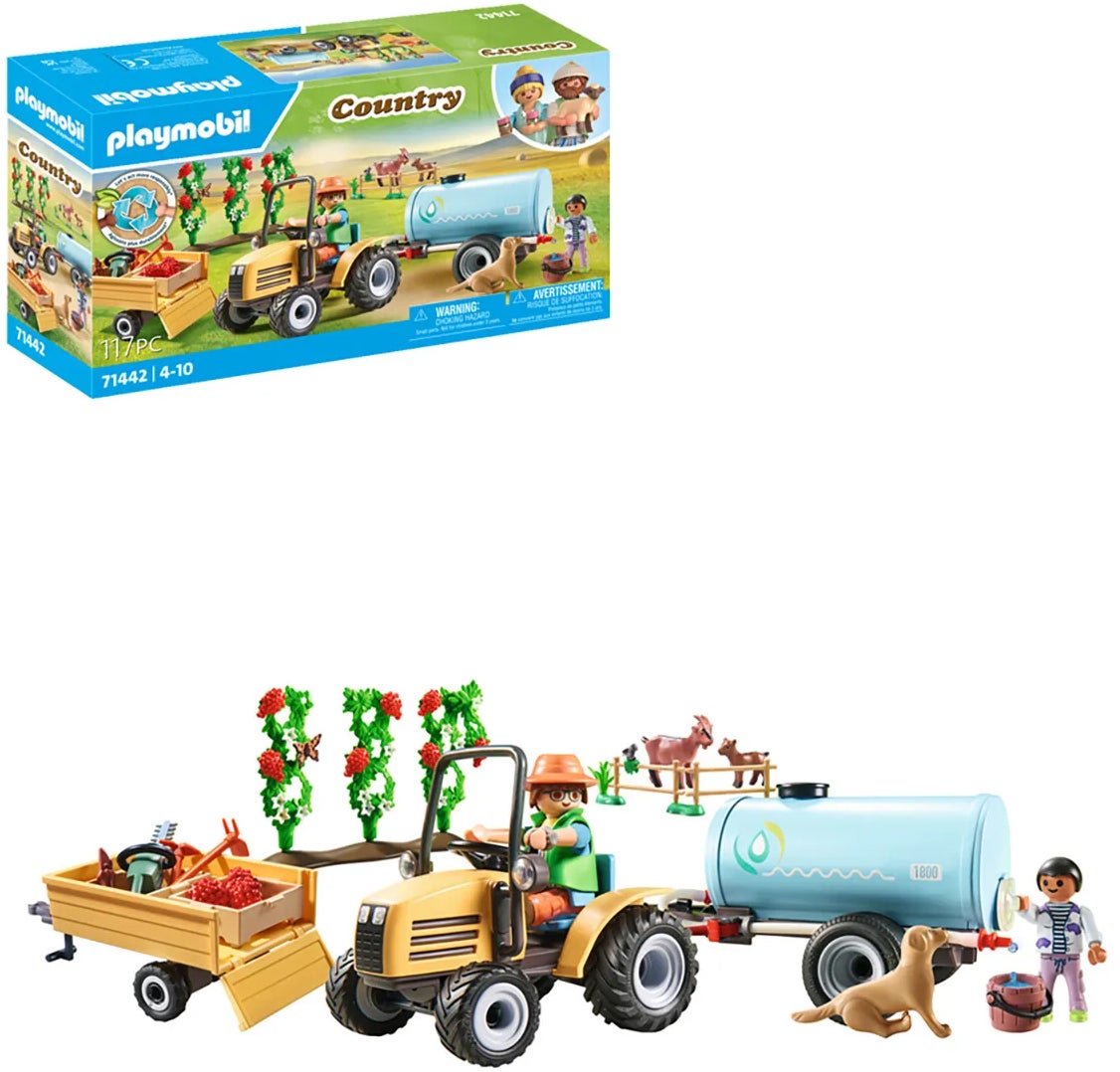 Playmobil 71442 Country Baukasten Traktor mit Anhänger und Wassertank von Playmobil