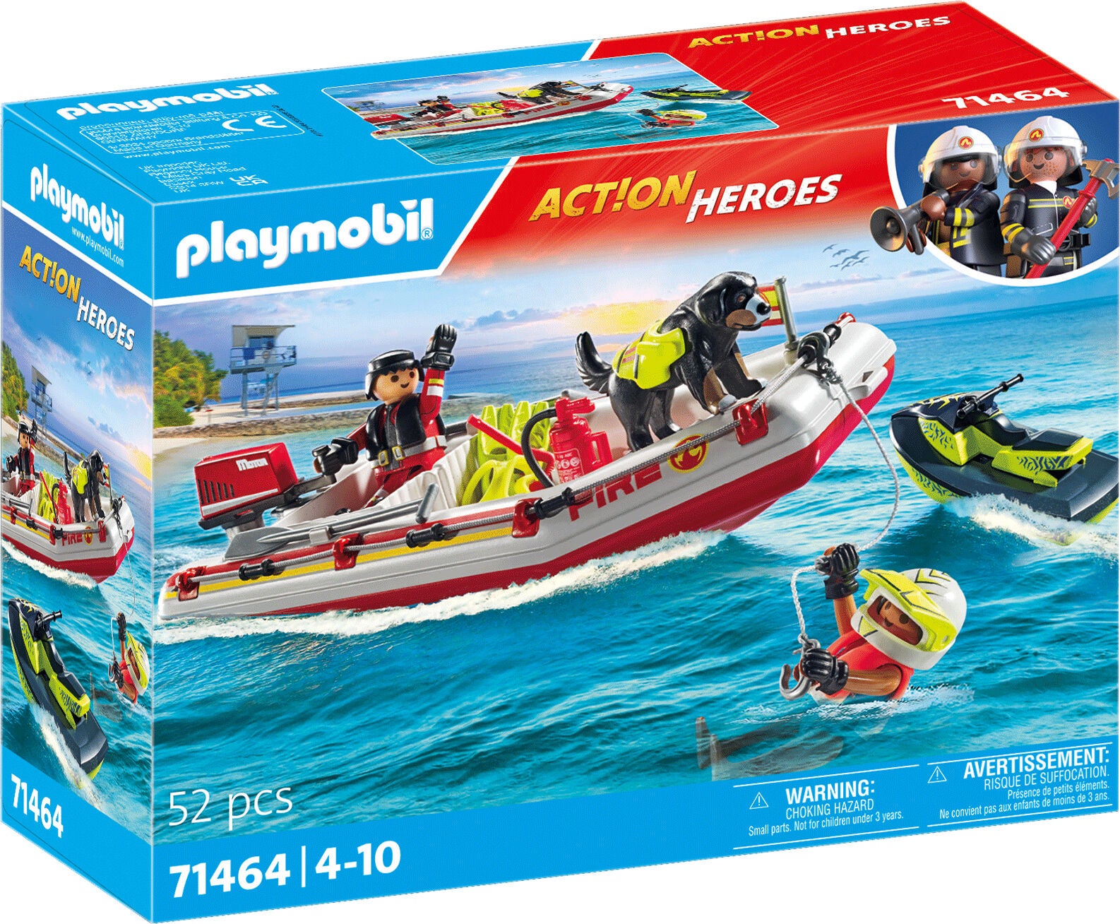 Playmobil 71464 Action Heroes Baukasten Feuerwehrboot mit Aqua Scooter von Playmobil