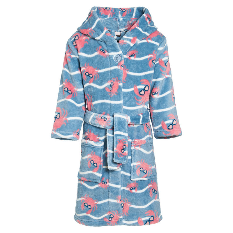 Fleece-Bademantel KREBS in blau/pink von Playshoes