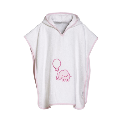 Playshoes Frottee-Poncho Elefant weiß-rosa von Playshoes