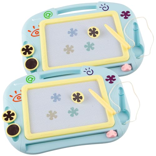 Playtastic Magnet-Mal-Zauber-Tafel: 2er-Set Kinder-Magnet-Maltafel mit Magnetstift und 2 Stempeln, blau (Zaubertafel, Zaubertafel für Kinder) von Playtastic