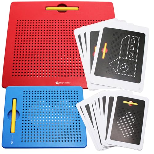 Playtastic 2er-Set magnetische Reise-Zeichentafeln, Stift & Vorlagen, rot & blau Playtastic 2er-Set magnetische Reise-Zeichentafeln, Stift & Vorlagen, rot & blau von Playtastic