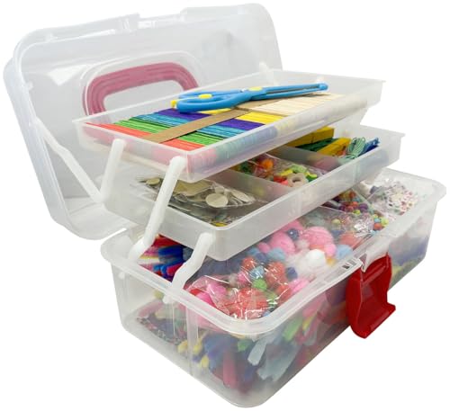 Playtastic Bastelkoffer für Kinder: Bastelset mit 2000 Stück Bastelmaterial und Koffer (Kreativkoffer Kinder, Bastelset) von Playtastic