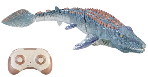 Playtastic Dinosaurier: Ferngesteuerter Mosasaurus für Wasser, mit Wassersprüh-Funktion, 40 cm (Dinosaurier Spielzeug, Schwimmende Dinosaurier, Saurier) von Playtastic