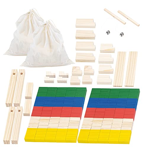 Playtastic Holzsteine Spiel: 2er-Set 263-teilige Domino-Sets mit Holzsteinen & Action-Elementen (Domino Spiel Kinder, Dominospiel, Geduldspiele) von Playtastic