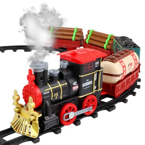 Playtastic Eisenbahn: Batteriebetriebener Zug mit Dampf, Sound- und Licht-Effekten, 210 cm (Modelleisenbahn, Eisenbahn Spielzeug, Weihnachtszug) von Playtastic