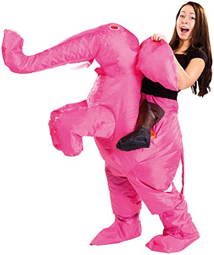 Playtastic Aufblasbarer Anzug: Selbstaufblasendes Kostüm Rosa Elefant (Aufblasbares Halloween Kostüm, Selbstaufblasende Fasching-Kostüme, Ventilator) von Playtastic