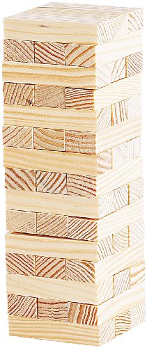 Playtastic Holzturm Spiel: Geschicklichkeitsspiel Wackelturm mit 48 Spielsteinen aus Holz (Wackelturm Spiel, Geduldspiel, Holzspiel Turm) von Playtastic