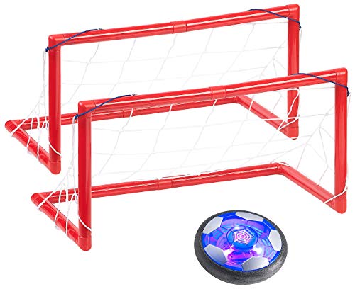 Playtastic Hover Fussball: Akku Luftkissen-Indoor-Fußball, Farb-LEDs, Möbelschutz, 2 Tore (Fuß-Ball, Schwebeball Spielzeug, Schwebender) von Playtastic
