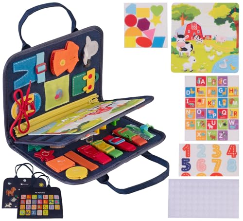 Playtastic Kleinkind-Spielzeug: Kinder-Motorik-Spielbuch mit 4 Seiten, 6-Teile-Puzzle, 3 Motivkarten (pädagogisches Spielzeug, sensorisches Baby) von Playtastic