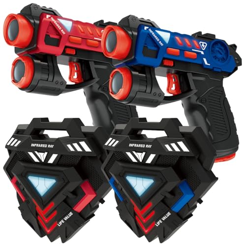Playtastic Laserpistolen für Kinder: Lasertag-Set: 2 Pistolen, 2 Infrarot-Empfänger, Licht- & Ton-Effekte (Lasertag Weste, Spielzeugset, Laser) von Playtastic