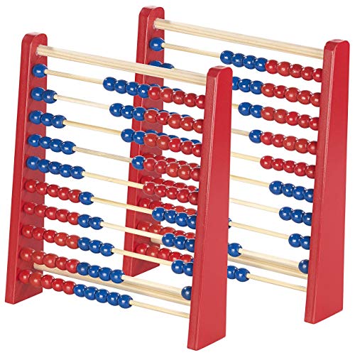 Playtastic Lernspielzeuge Holz: 2er-Set Holz-Rechenschieber mit 100 Holzperlen, 2 Farben (blau & rot) (Learnspielzeug, Abakusse Holz) von Playtastic