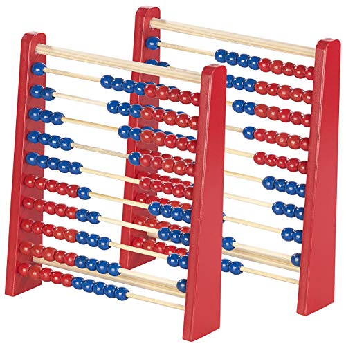 Playtastic Learnspielzeuge: 2er-Set Holz-Rechenschieber mit 100 Holzperlen, 2 Farben (blau & rot) (Lernspielzeuge Holz, Abakusse Holz) von Playtastic