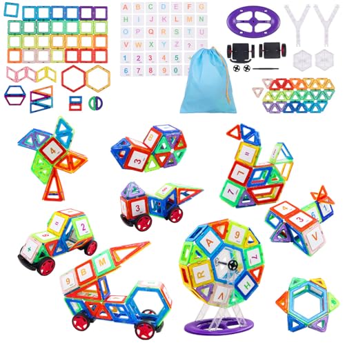 Playtastic Magnet Spielzeug Kinder: 120 magnetische Bausteine, Verschiedene Formen (Magnetspielzeuge Kindergarten, Magnet Stein) von Playtastic