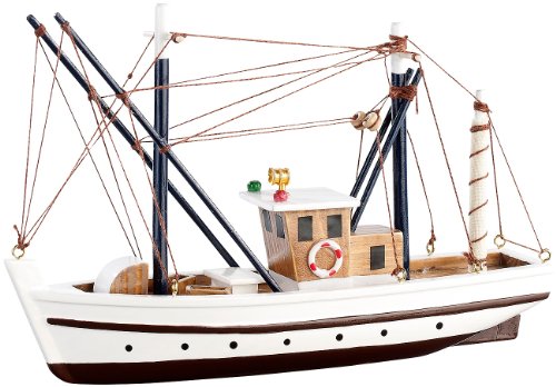 Playtastic Modellbau Schiffe: 40-teiliger Schiff-Bausatz Fischkutter aus Holz (Bausatz Boot Kinder, Kinder, Alte Modelle Selberbauen) von Playtastic