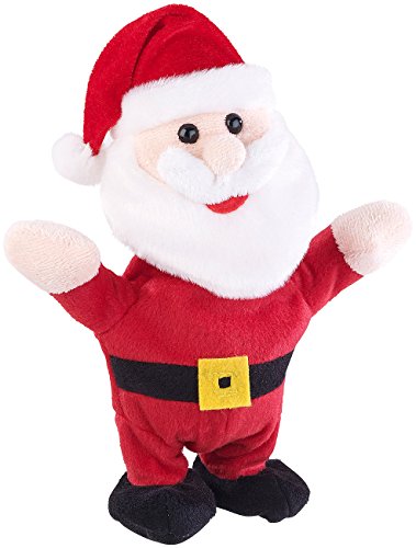 Playtastic Sprechender Nikolaus: Sprechender Weihnachtsmann mit Mikrofon, spricht nach und läuft, 22 cm (Laufender Weihnachtsmann, Nikolaus Plüschtier, Papagei Spielzeug) von Playtastic