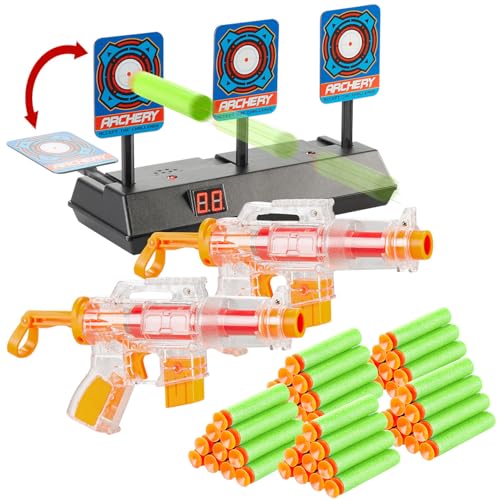 Playtastic Spielzeuggewehr: 2er-Set Spielzeugpistolen mit 50 Schaumstoff-Geschossen + Zielscheibe (Kinder Spielzeug Paket, Indoor-Spiele, Spiel) von Playtastic