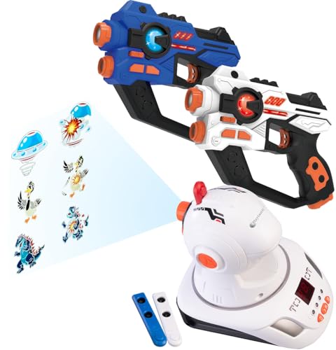 Playtastic Spielset: Lasertag-Set mit 2 Pistolen und Ziel-Projektor, Licht- & Ton-Effekte (Lasertag Spielzeug, Spielzeugpistole, Geburtstag) von Playtastic
