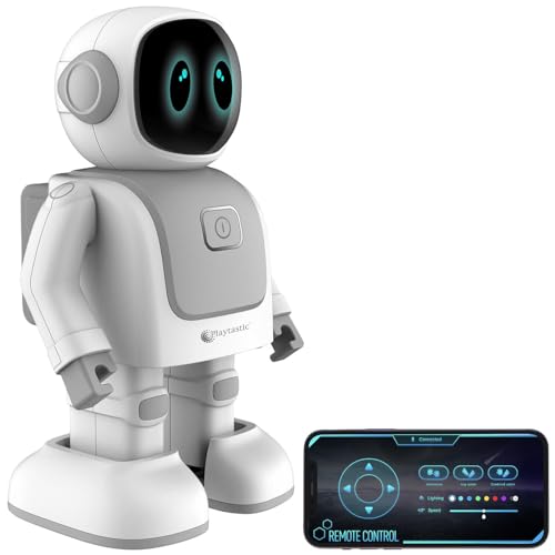 Playtastic Mini Roboter: App-programmierbarer Roboter, 130 Bewegungen, Bluetooth, Lautsprecher (Kleiner, Spielzeug, Fernbedienung) von Playtastic