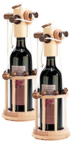 Playtastic Weinpuzzle: Flaschen-Puzzle Verona aus stabilem Echtholz, 2er-Set (Flaschen-Safe, Rotwein Holz-Flaschenpuzzle, Geschenkpapier) von Playtastic