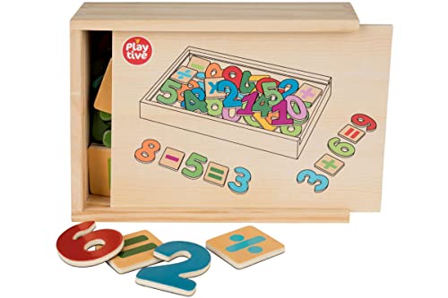 Playtive Holzmagnete Zahlen Holzspielzeug für Kinder ab 3 Jahren von Playtive