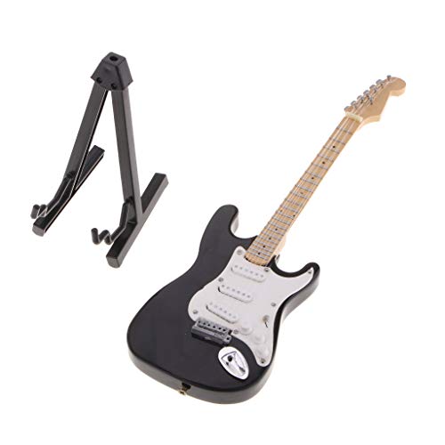 Miniatur Holz E-Gitarre Modell mit Ständer Musikinstrument 17cm von Pleayietoopiatiey