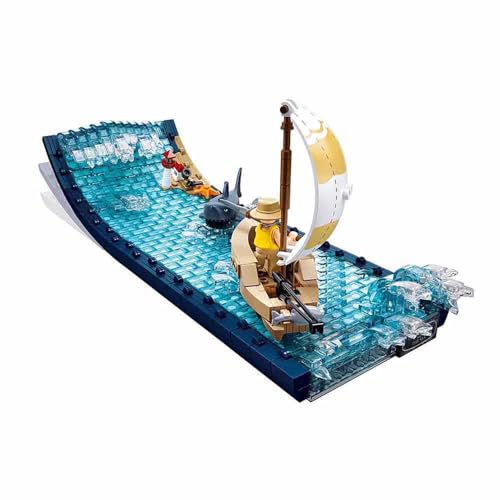 Pleyerid Der alte Mann und das Meer Bauset, Kreatives Modellbauschiff mit Wellen-Display, ab 14 Jahre, M38-P8025, Orange, Lila, Weiß, Gold von Pleyerid