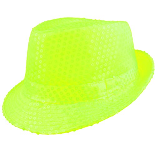 Paillettenhut Partyhut Trilby Hut Blink Fedora Bogart Glitzerhut Glitter Pailettenhut Pailletten Hut Disco-Hut (Hellgrün) von Plitsch Platsch