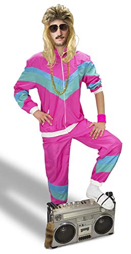 Plitsch Platsch 80er Jahre Kostüm Trainingsanzug Assi Damen und Herren Größe XS-4XL - Karneval Anzug Fasching (Pink mit türkis-hellblau, XXL) von Plitsch Platsch
