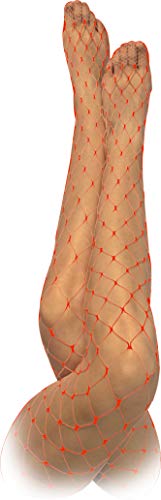 Plitsch Platsch Damen Netzstrumpfhose One Size Strumpfhose Halloween Fasching Karneval Freizeit Party Kostüm (Rot, große Masche/Netz) von Plitsch Platsch