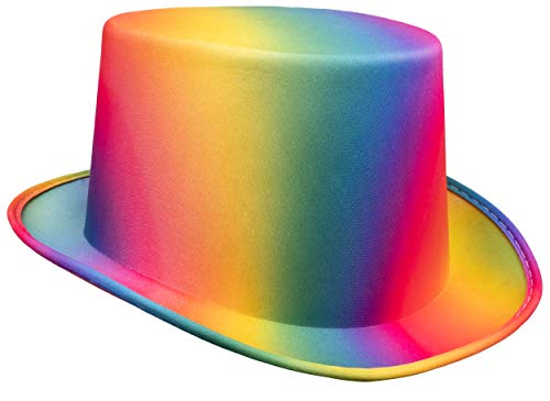 Plitsch Platsch Zylinder Hut für Erwachsene, Byron, Zylinder, Kopfbedeckung, Accessoire, Motto Party, Karneval, Zirkus, Geburtstag, Zauberer (bunt/Regenbogen, 57 cm) von Plitsch Platsch