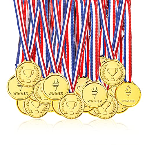 Pllieay 100 Stücke Gold Medaillen Kunststoff Gold Gewinner Medaillen für Kinder Sport Party, Wettbewerb, Preise von Pllieay