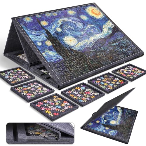 Pllieay Puzzlebrett mit 6 Schubladens und Deckel,Tragbarer Puzzletisch für Erwachsene,Filzmatte für bis zu 1000 Puzzleteile Puzzle Aufbewahrung Puzzelmatte Pllieay Puzzlebrett mit 6 Schubladens und Deckel,Tragbarer Puzzletisch für Erwachsene,Filzmatte für bis zu 1000 Puzzleteile Puzzle Aufbewahrung Puzzelmatte von Pllieay