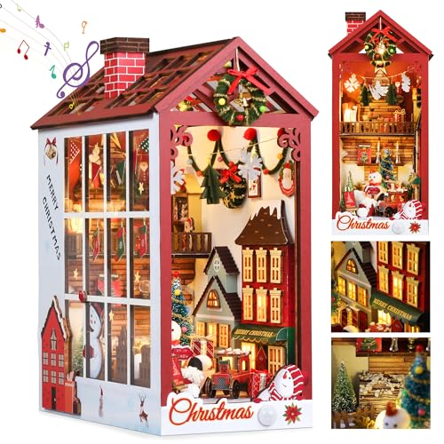 Pllieay Weihnachten Book Nook Kit mit Spieluhr und LED Lampe,Booknook Miniatur Haus Modellbausatz,DIY Miniatur Puppenhaus 3D Holzpuzzle Bibliothek Bücherregaleinsatz Kits Diorama Modelbau für ab 14+ Pllieay Weihnachten Book Nook Kit mit Spieluhr und LED Lampe,Booknook Miniatur Haus Modellbausatz,DIY Miniatur Puppenhaus 3D Holzpuzzle Bibliothek Bücherregaleinsatz Kits Diorama Modelbau für ab 14+ von Pllieay