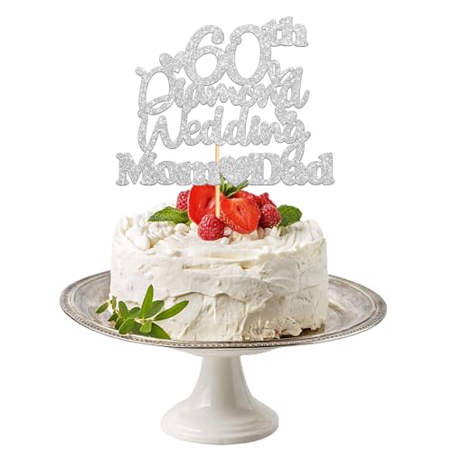 Hochzeitstag-Kuchenaufsätze, Hochzeitstagsgeschenk, Hochzeitstortenaufsatz, Herz-Kuchendekorationen für Feiern, Partyzubehör (Diamant 60) von Plorede