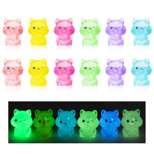 Mini-Eichhörnchen aus Kunstharz, 6 Farben, Mini-Eichhörnchen, leuchtet im Dunkeln, für Mikro-Landschaft, Aquarium, Basteln, Halloween und mehr, 12 Stück von Plorede