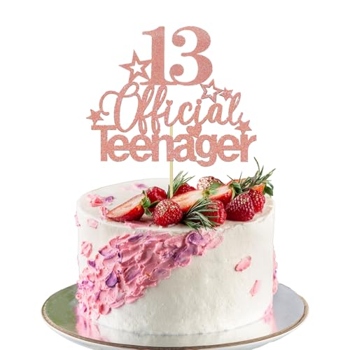 Offizieller Tortenaufsatz zum 13. Geburtstag für Teenager, 13. Geburtstag, Dekoration für Mädchen, rosa Glitzer-Spiel-Thema, Kuchendekoration für Kinder, Partyzubehör, 1 Stück von Plorede