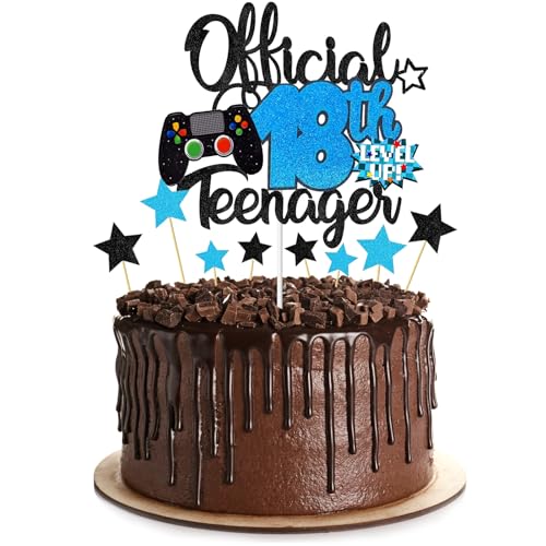 Tortenaufsatz zum 18. Geburtstag für Jungen, glitzernder, offizieller Teenager-Kuchenaufsatz und Dekorationen für Jungen, perfekte Kuchendekoration für Kinder, 18 Jahre alt (18) von Plorede