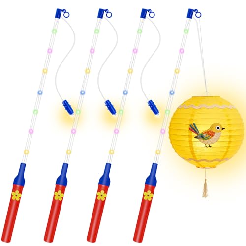 PlsMupn Laternenstab Kinder LED 50CM, 4 Stück Laternen Stab LED, Laternenstab Elektrisch für Laterne Numzüge Martinsumzüge,Halloween Kostümpartys Kinderpartys Kindergarten von PlsMupn