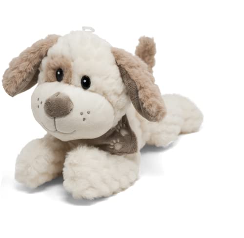 Plüsch Hund, weicher Strukturplüsch ca 31cm kuscheliger Plüschhund Kuscheltier mit Halstuch Stofftier braun-Weiss oder Grau Weiss - Sortiert, 1 Stück von Plüschtiere LB