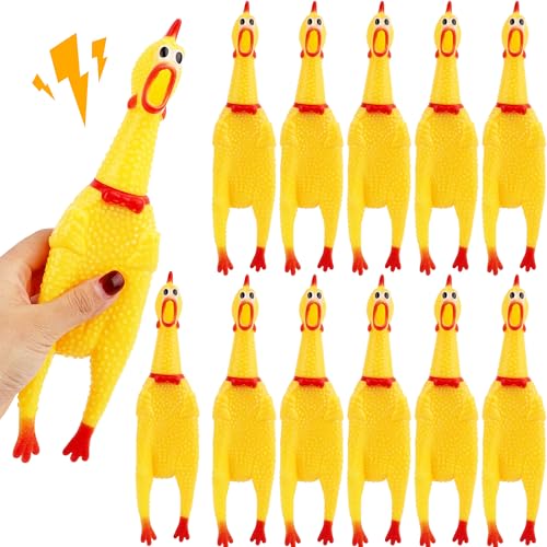 Quietschendes Gummi-Huhn-Spielzeug, gelbes Quietschhuhn für Haustiere, Streich, Spielzeug, reduziert Trennung, Stress, Angst, 12 Stück Quietschendes Gummi-Huhn-Spielzeug, gelbes Quietschhuhn für Haustiere, Streich, Spielzeug, reduziert Trennung, Stress, Angst, 12 Stück von Plukeen
