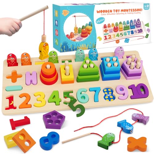 Plunack Montessori Holzspielzeug ab 2 Jahre, Magnetisches Angelspielzeug Lernen Feinmotorik, Holz Angelspiel für Kinde, Zahlen Formen Farben erkennen, Geschenk für Junge und Mädchen ab 2 3 4 5 Jahre Plunack Montessori Holzspielzeug ab 2 Jahre, Magnetisches Angelspielzeug Lernen Feinmotorik, Holz Angelspiel für Kinde, Zahlen Formen Farben erkennen, Geschenk für Junge und Mädchen ab 2 3 4 5 Jahre von Plunack