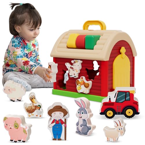 Plunack Montessori Spielzeug ab 1 2 3 Jahre, Bauernhof Spielzeug，Lernspielzeug Motorikspielzeug zum Sortieren und Stapeln，Weihnachtsgeburtstagsgeschenke für Kleinkinder ab 1 Jahr von Plunack