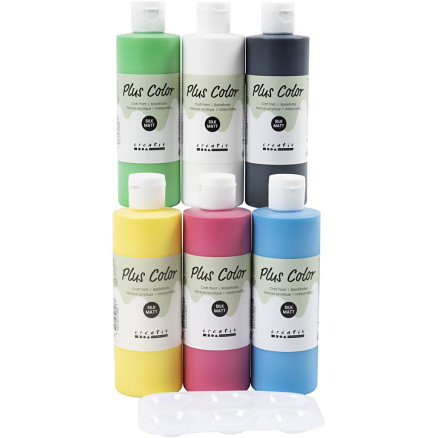 Plus Color Bastelfarbe, Primärfarben, 6x250 ml/ 1 Pck von Plus Color