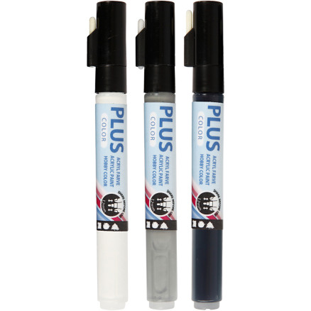 Plus Color Marker, L 14,5 cm, Strichstärke 1-2 mm, Schwarz, Naturweiß, Plus Color Marker, L 14,5 cm, Strichstärke 1-2 mm, Schwarz, Naturweiß, von Plus Color