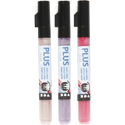 Plus Color Marker, L 14,5 cm, Strichstärke 1-2 mm, Fuchsia, Staubrosé, Dunkelviolett, 5,5 ml, 3 Stk/ 1 Pck von Plus Color